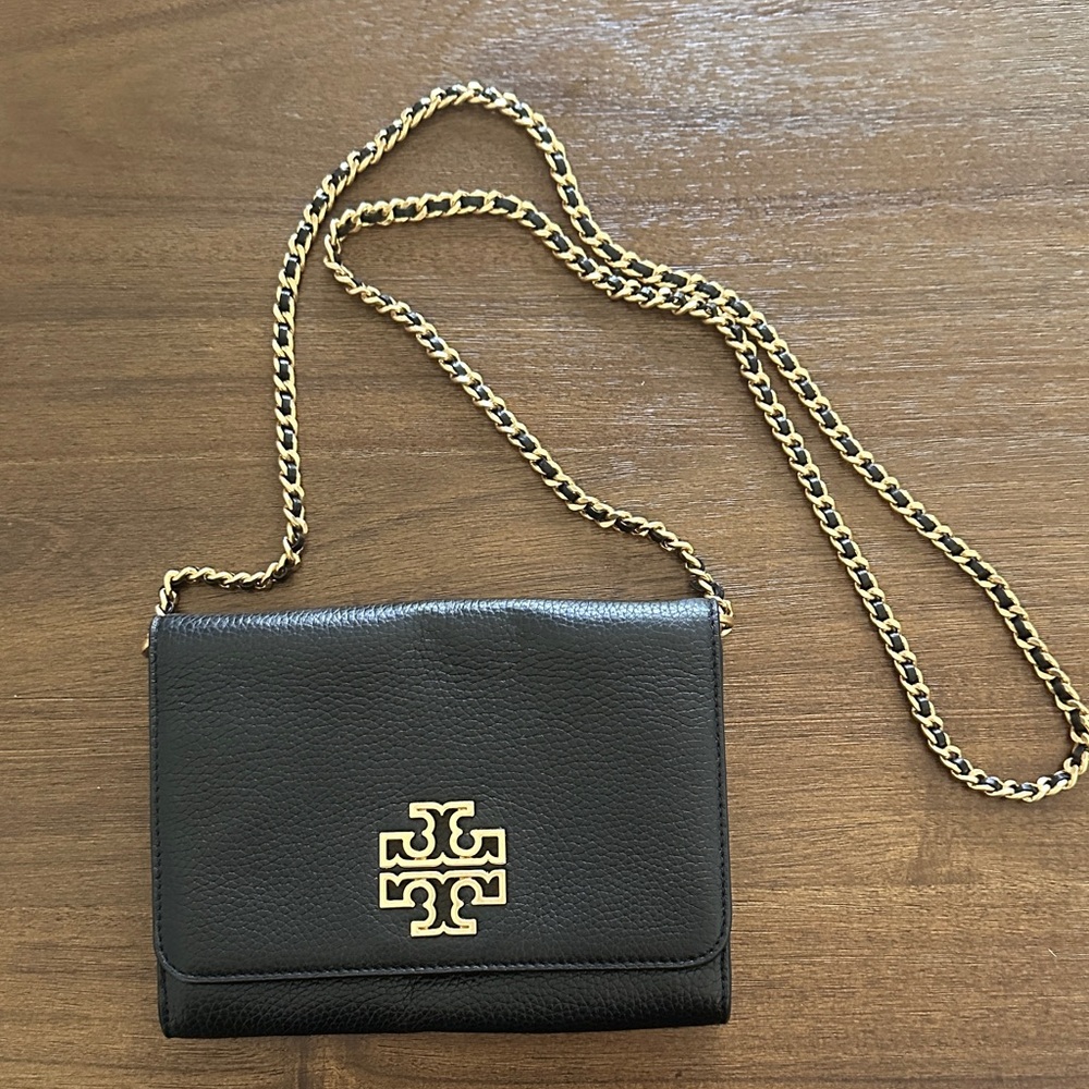 Tory Burch Black Crossbody with Gold Chain